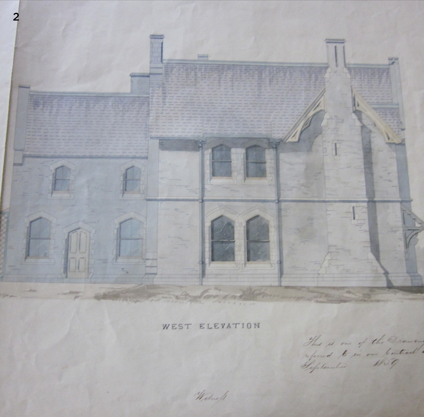 West elevation of the Manse, 1859. 